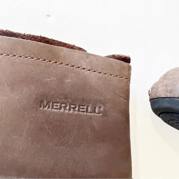 Merrell Luxe Mid 5” Ankle Boot Brown Leather Women’s Size 7.5 Brushed Metallic - Picture 8 of 12